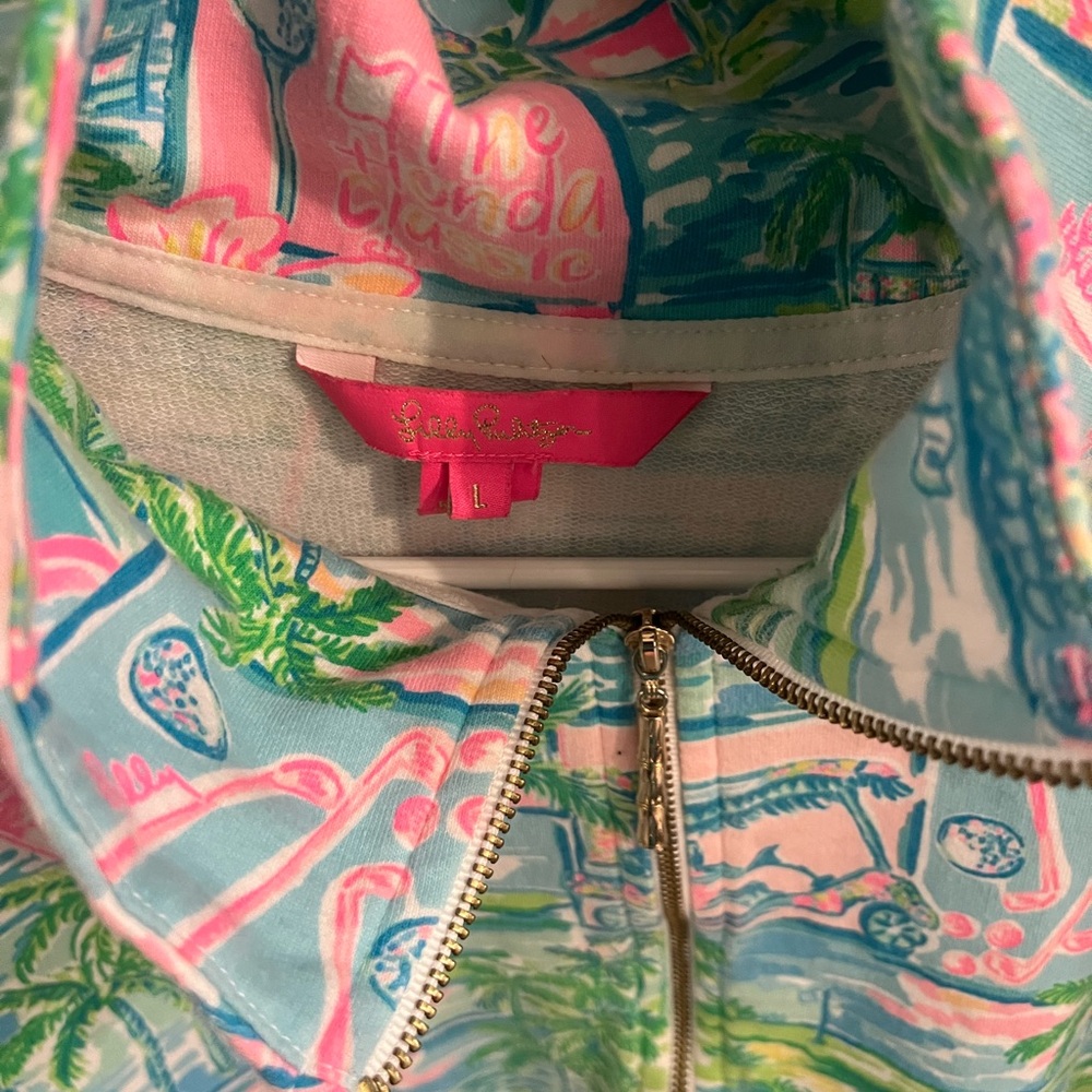 Lilly Pulitzer Pastel Tropical Zip Jacket in Blue, Pink, Green - Picture 2 of 3